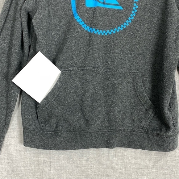 Quicksilver Hoodie Sz Medium Dark Gray Spell Out Kangaroo Pouch Pocket - Picture 5 of 12